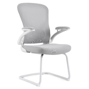Comfy Office Waiting Chairs White Desk Chair Flip-Up Armrest CY08CW