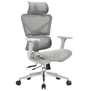 Best Big and Tall Ergonomic Mesh Chair with Headrest Grey Color CY181AG