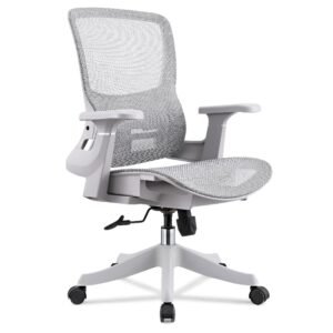 Grey Color Swivel Mesh Chair Fixed Armrests Comfort CY55BG